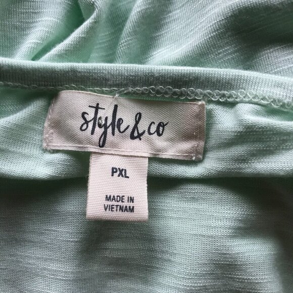 STYLE & CO Mint Green Ruffled Soft T-shirt NEW Petite XL - Picture 7 of 7